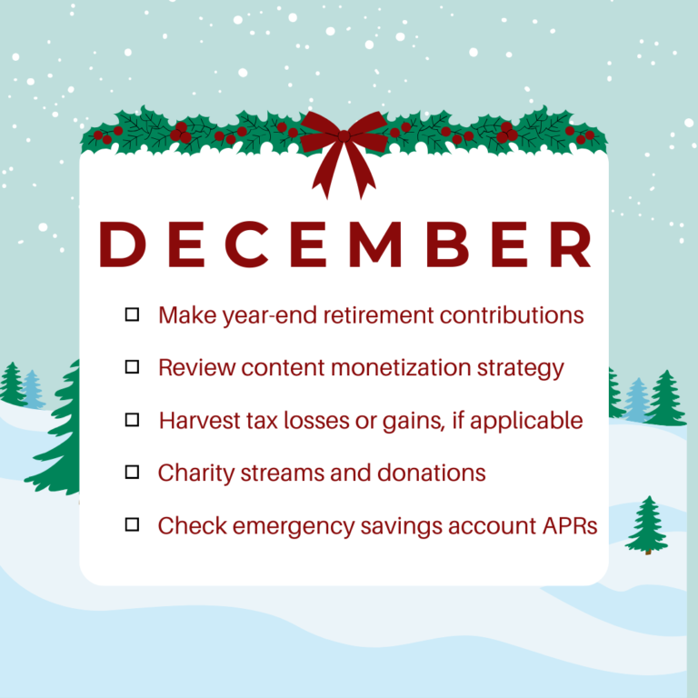 Financial Steps for Content Creators in December
